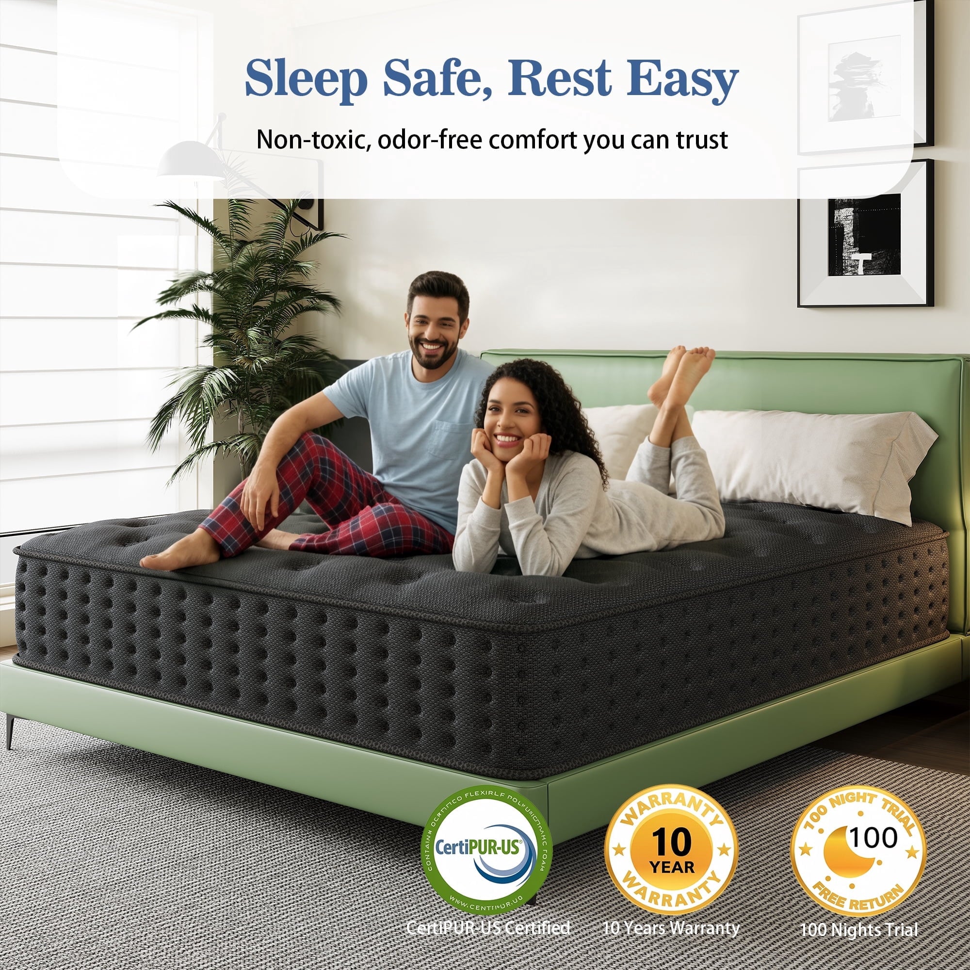 Tryagat 12” Twin Hybrid Mattress in a Box, Medium Firm Twin Size Mattresses, Cooling Gel Memory Foam Mattress with Individually Wrapped Pocket Coils, Pressure Relief