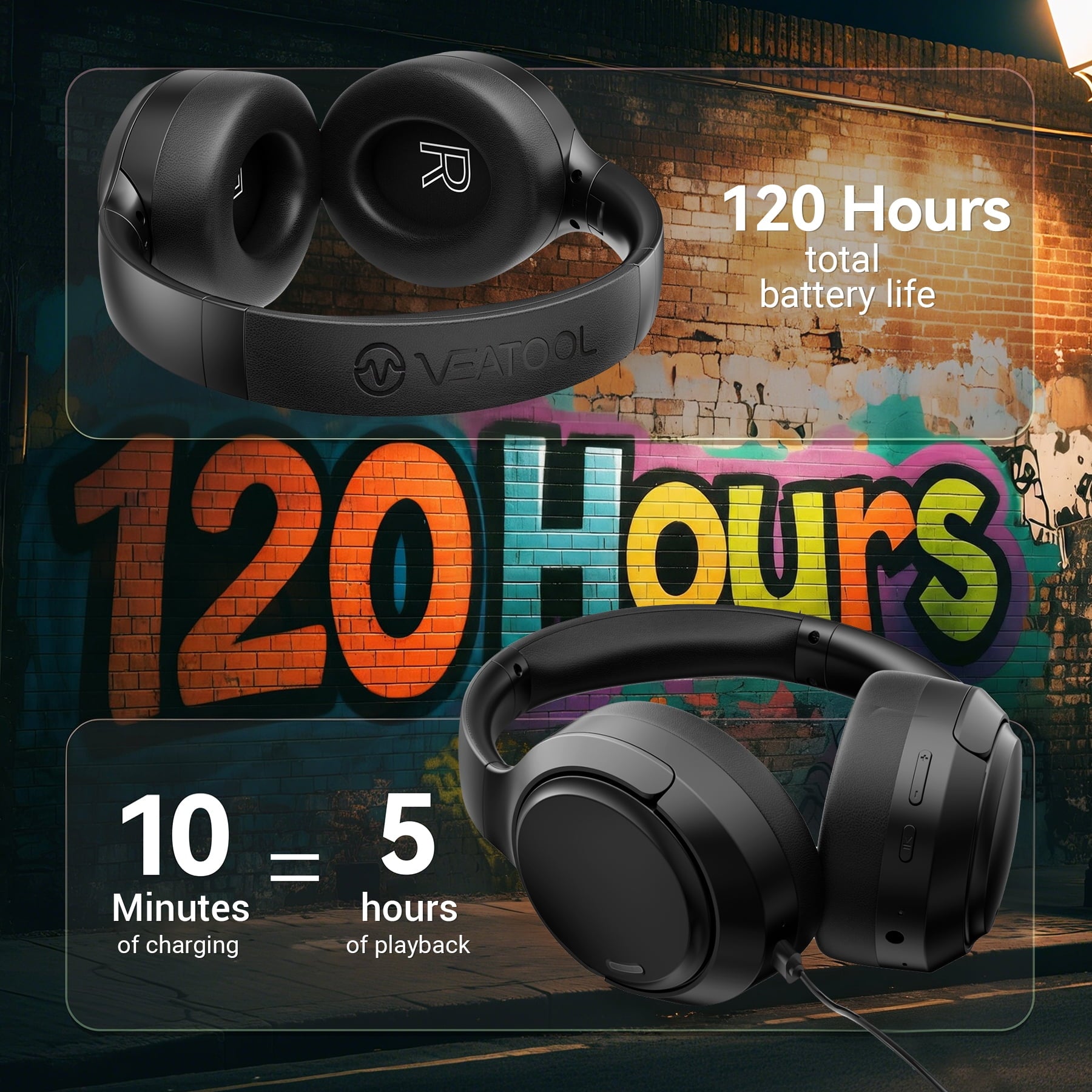 Hybrid Active Noise Cancelling Headphones,-50dB Wireless Bluetooth Headphones with Hi-Res Audio,120H Playtime Over Ear Bluetooth Headphones with 6 ENC Clear Mic,ANC Headphone for Travel Home Office