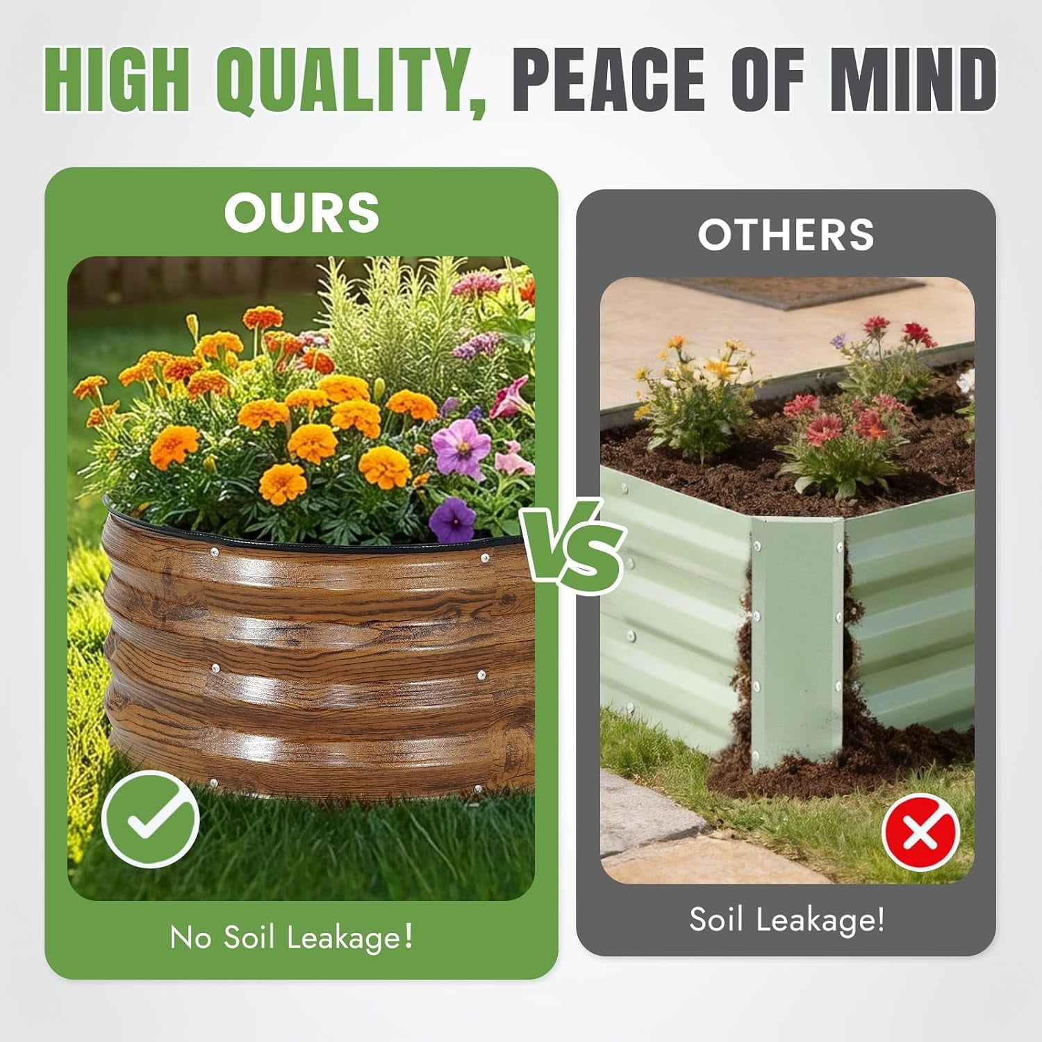 3 Pack 4x2x1 FT Raised Garden Bed Kit, Galvanized Metal Planter Box with Rubber Strip Edging for Vegetables,fruits,Brown