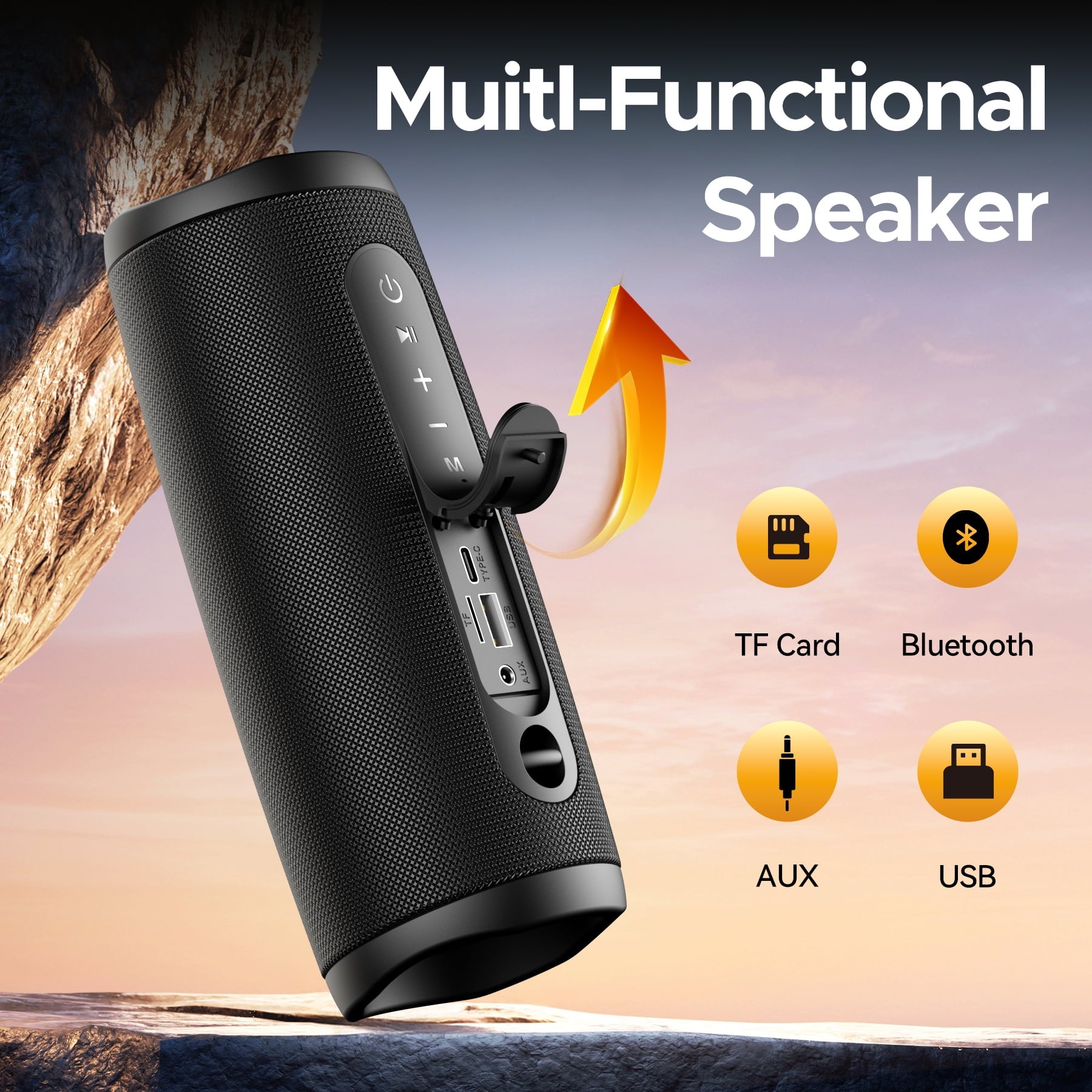 VEAT00L Bluetooth speaker, Wireless Portable Bluetooth Speaker with IPX7 Waterproof, Up to 30H Playtime,30W Powerful Bass,BT5.4,LED Lights,TWS Pairing for Home/Party/Outdoor/Beach,Birthday Gift